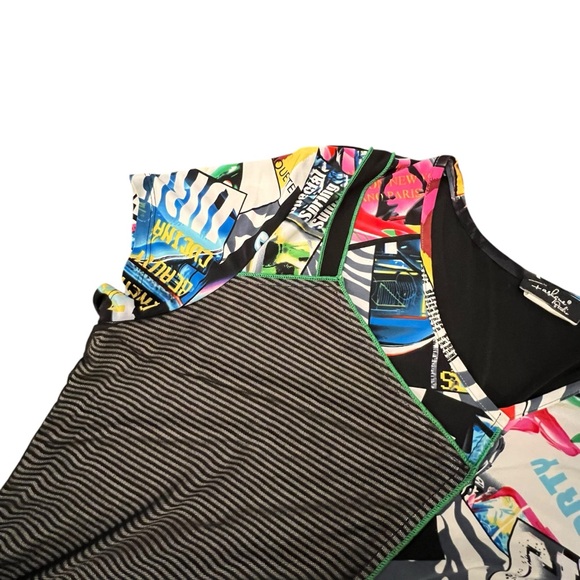 Women’s Tunic Top Art-To-Wear Graffiti Print‎ Vintage Fashion Studio Rave Party - Picture 3 of 14